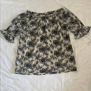 Moma Black and Cream Floral Blouse
